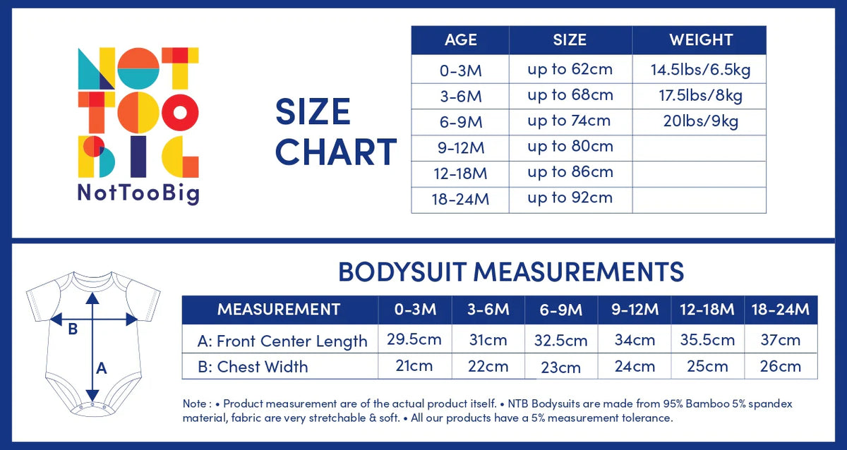 Not Too Big Short Sleeve Bamboo Bodysuit (3 Pack)