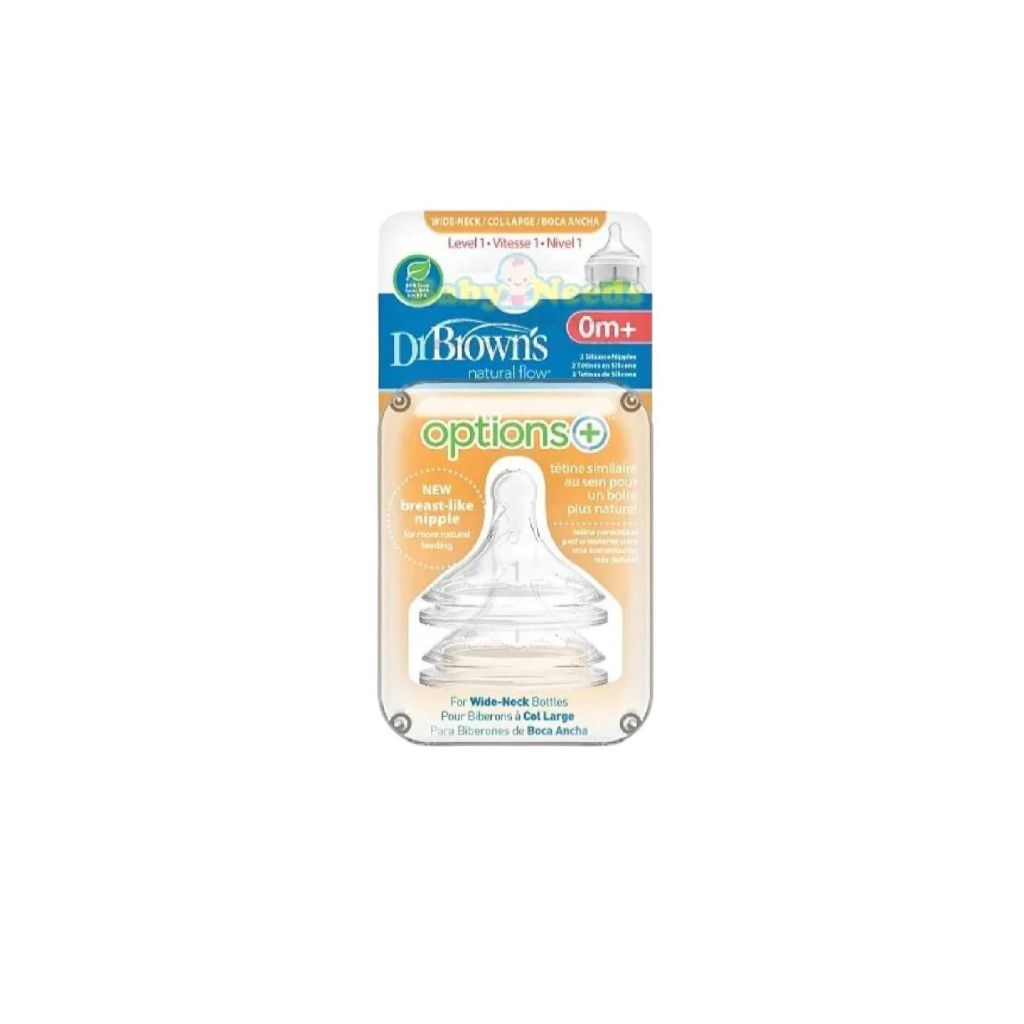 Dr Brown's Wide Neck Silicone Options+ Nipple 2 pack