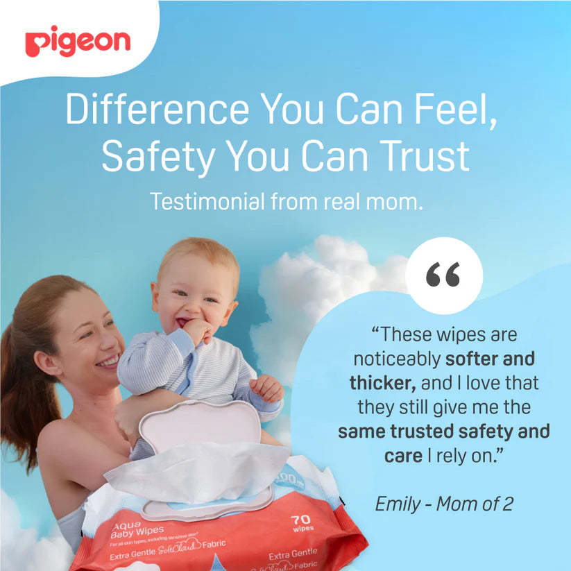 Pigeon Aqua Baby Wipes Hard Lid Cover (70 Wipes x 3)
