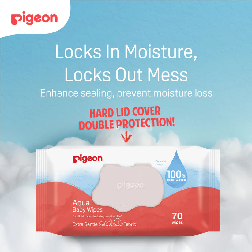 Pigeon Aqua Baby Wipes Hard Lid Cover (70 Wipes x 24)