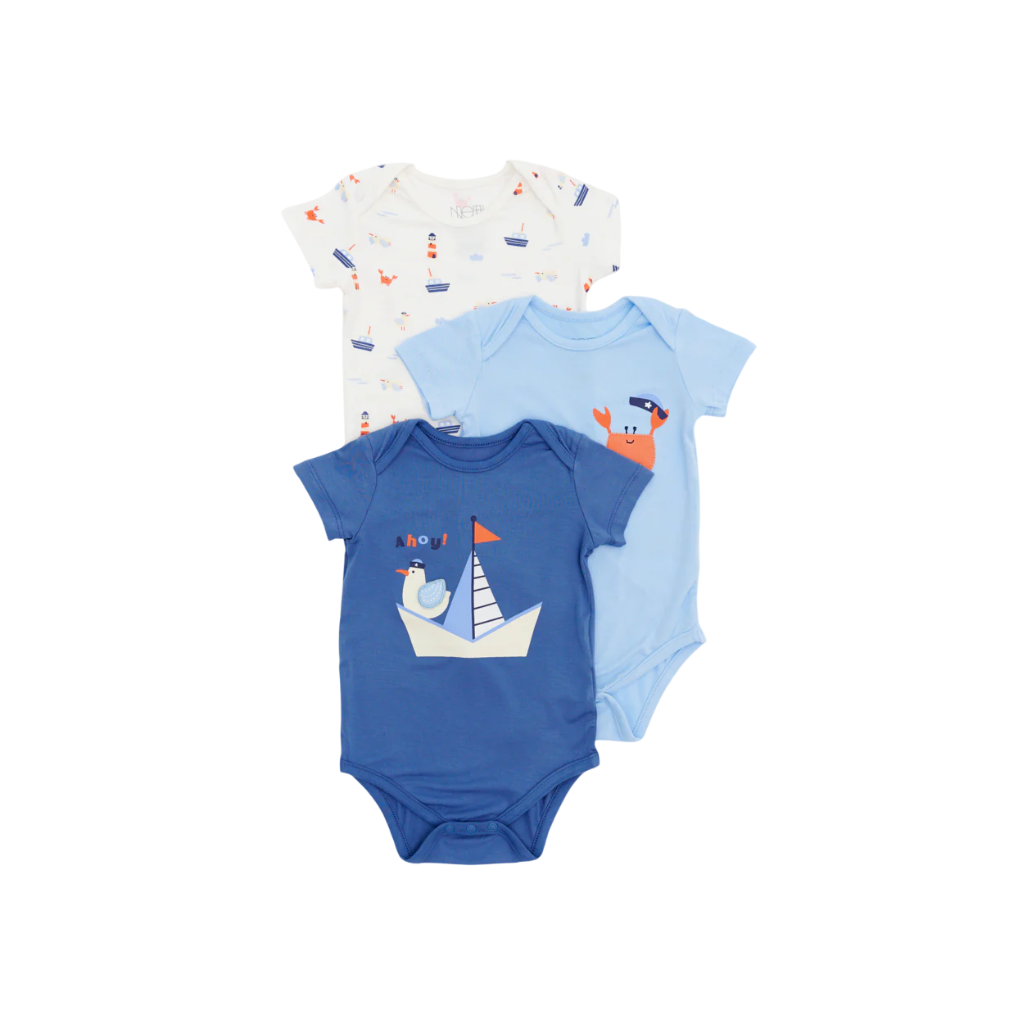 Not Too Big Short Sleeve Bamboo Bodysuit (3 Pack)