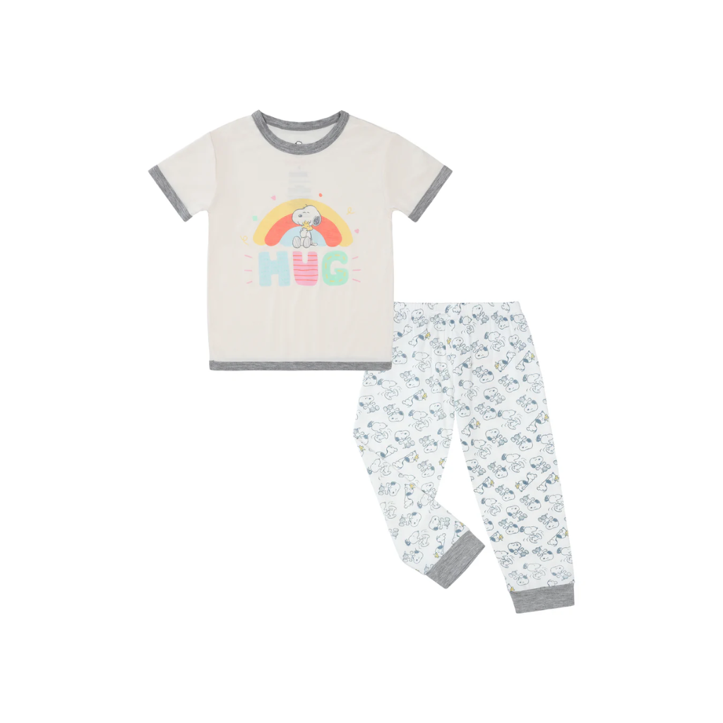 Baa Baa Sheepz x Snoopy Short Sleeve Shirt & Pants Kids Set (Yellow)