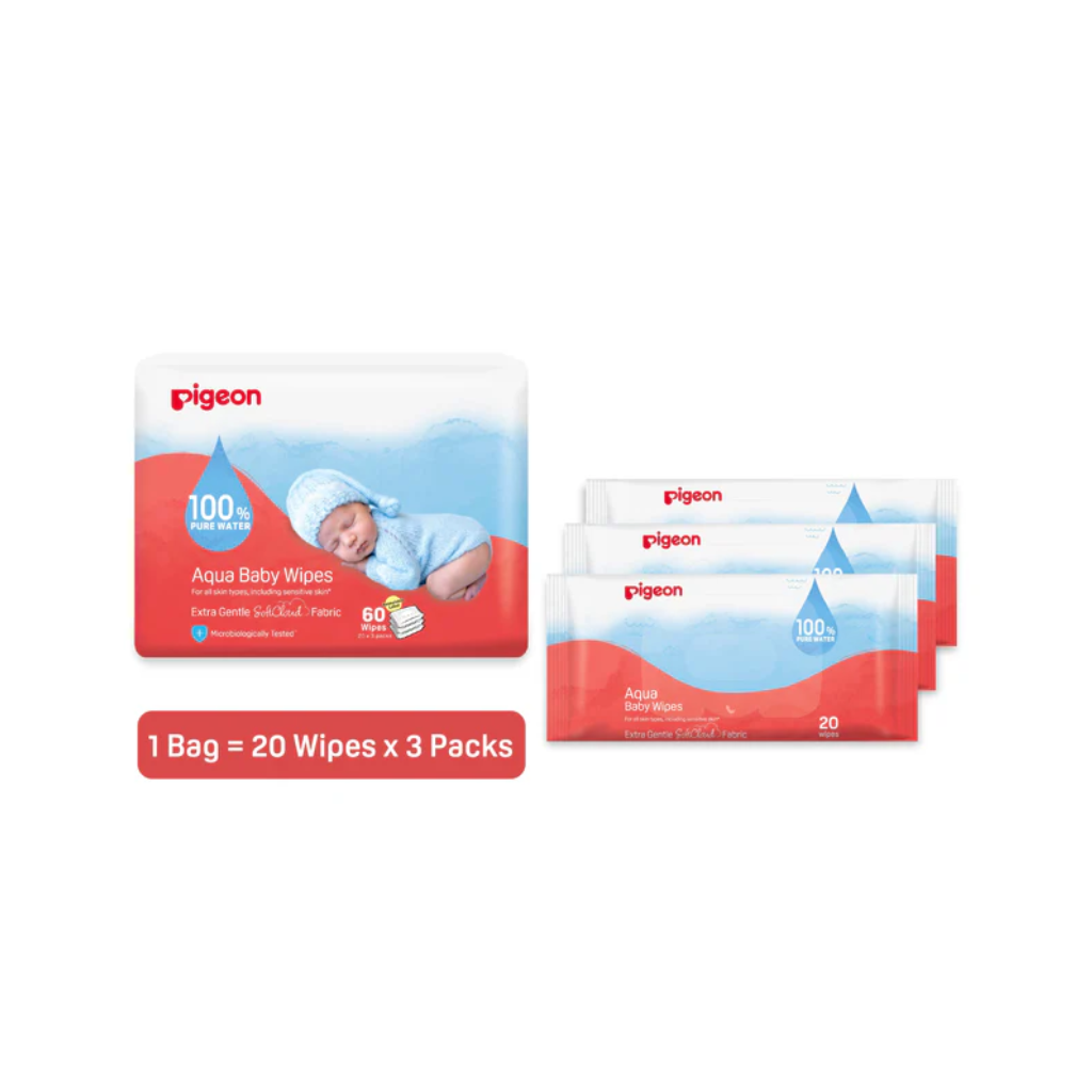 Pigeon Aqua Baby Wipes (20 Wipes x 3)