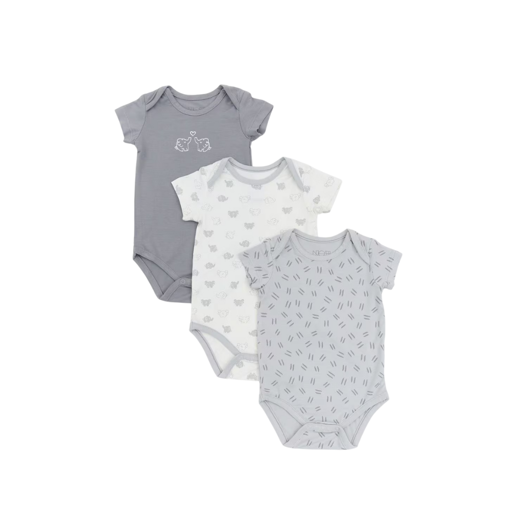 Not Too Big Short Sleeve Bamboo Bodysuit (3 Pack)