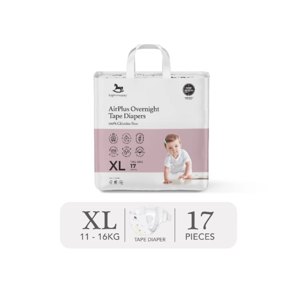 Applecrumby® Airplus Overnight Tape Night Diapers (Mega)