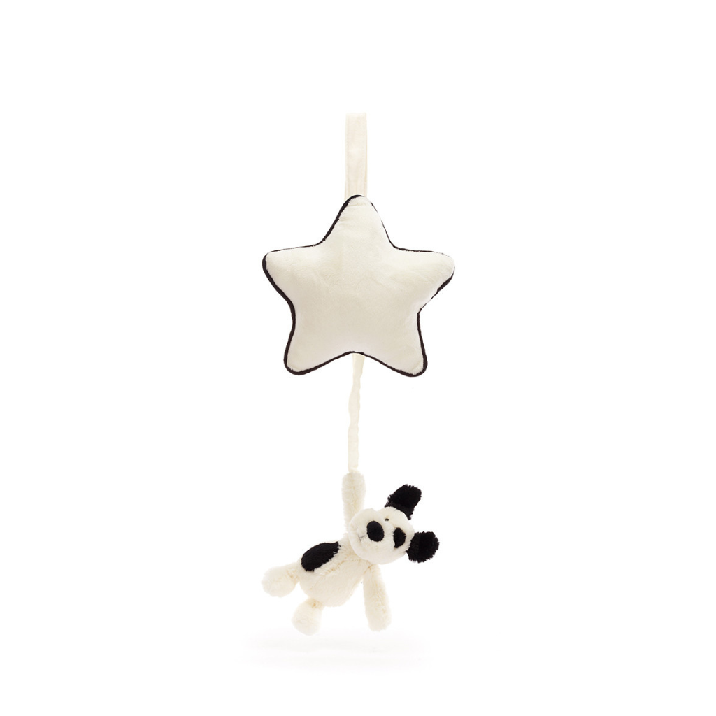 Jellycat Bashful Black & Cream Puppy Musical Pull