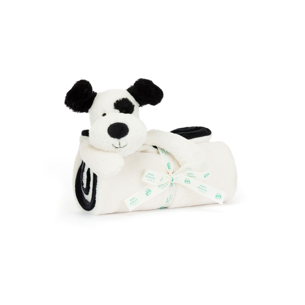 Jellycat Bashful Black & Cream Puppy Blankie