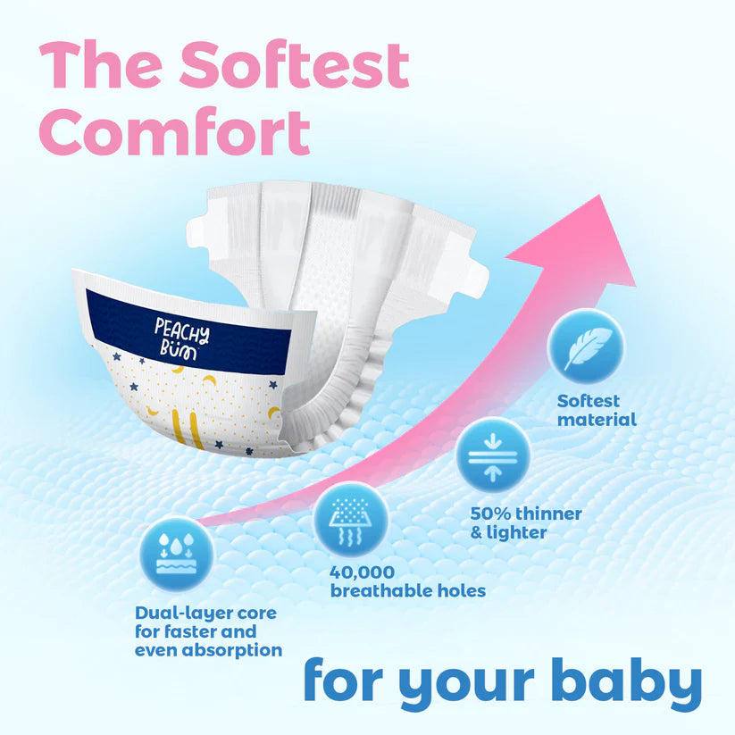 Peachy Bum Cloud Soft Tape Diapers (Carton)
