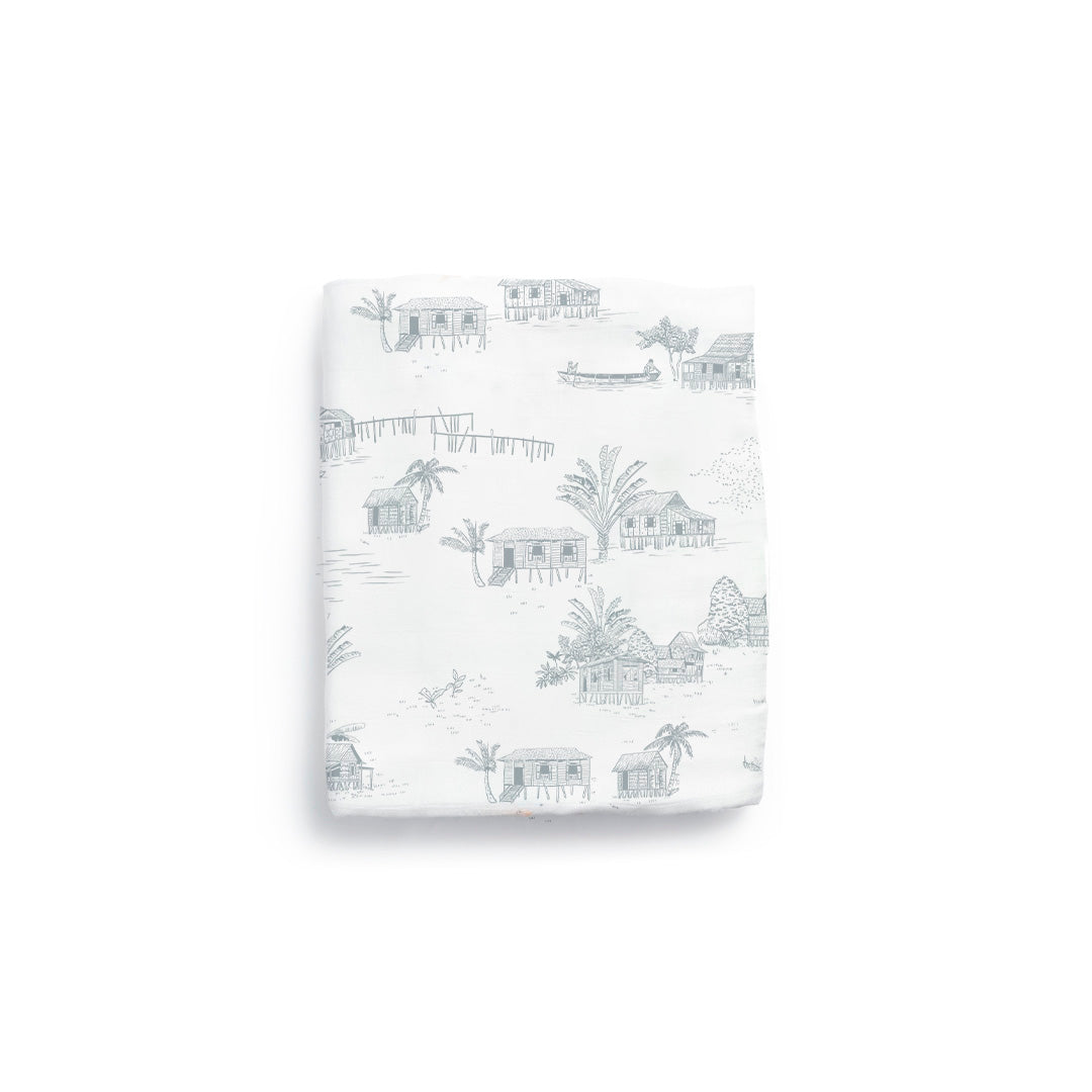 Little Rei Bamboo Swaddle Blanket Single (Rustic Print)