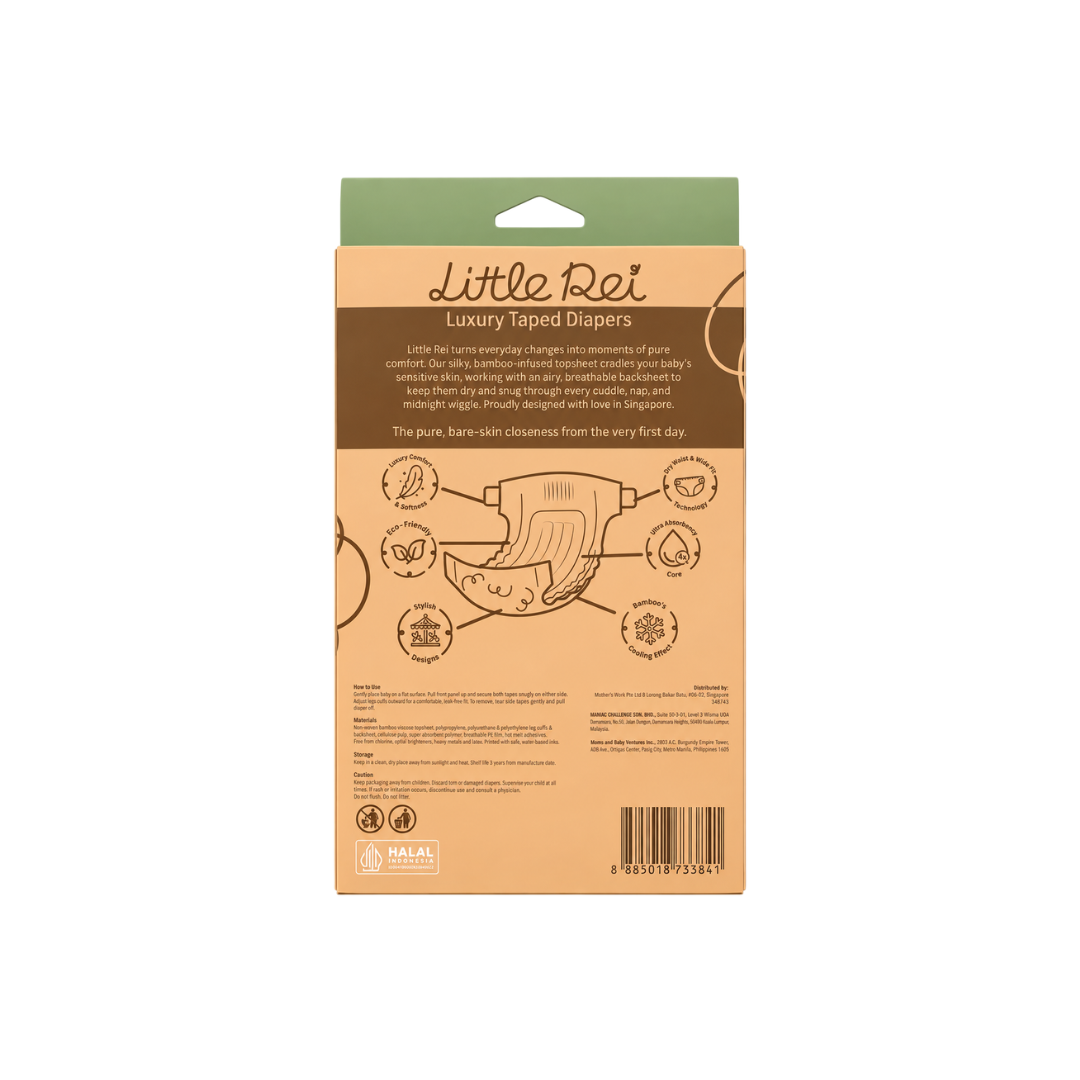 Little Rei Eco-Conscious Luxury Tape Diapers (Trial Pack, 2pc)