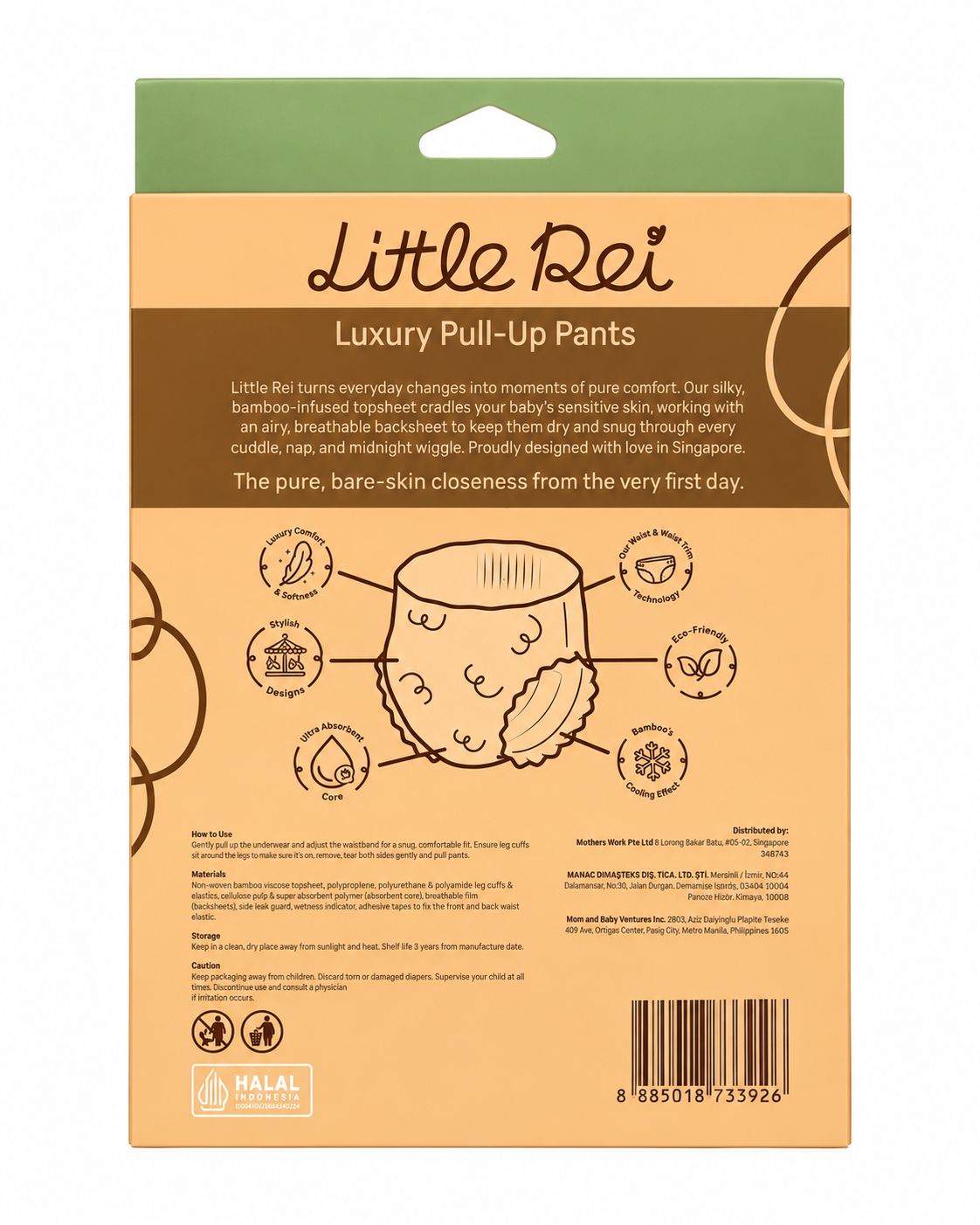 Little Rei Eco-Conscious Luxury Pull Up Diapers (Trial Pack, 2pc)