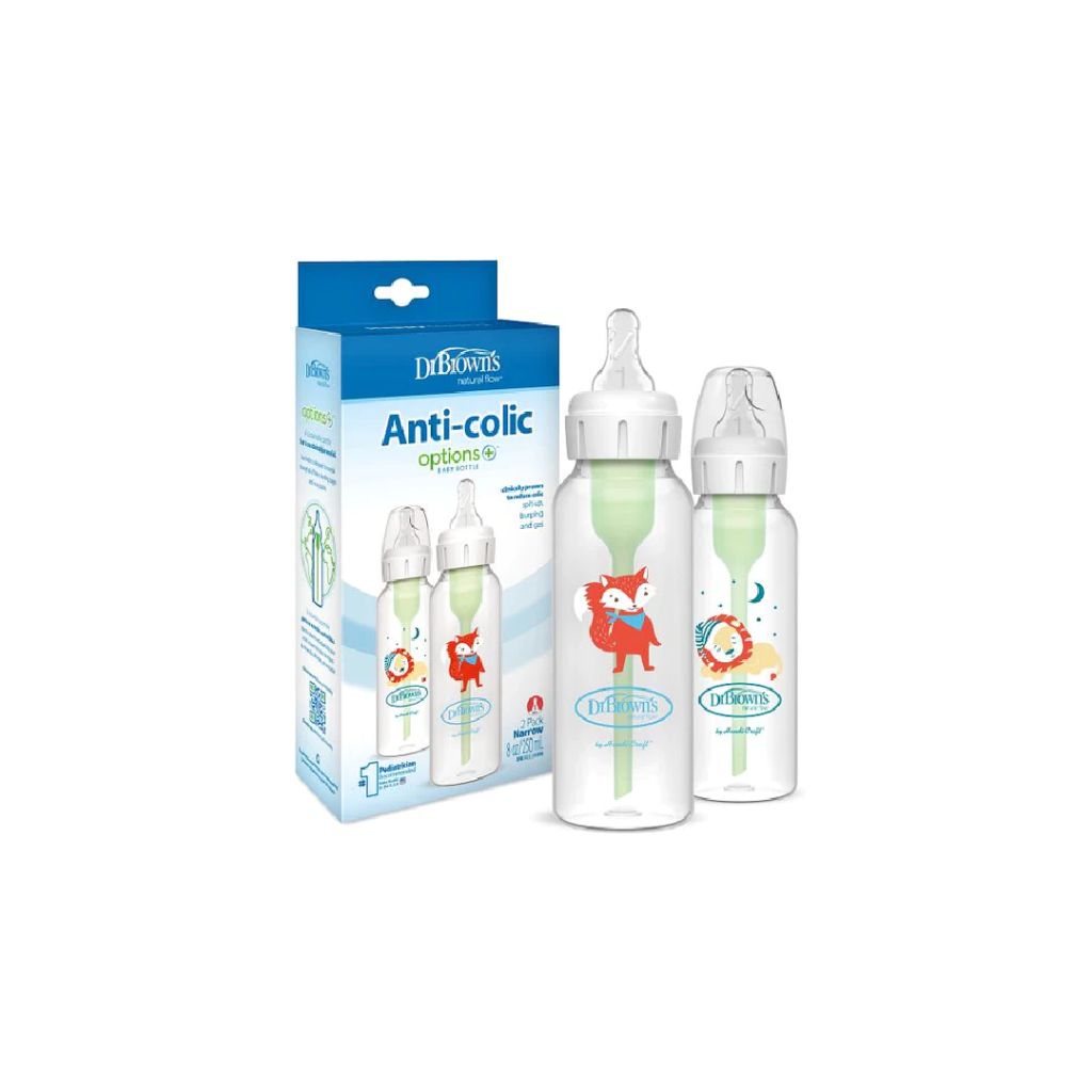Dr. Brown’s™ 8oz/250mL Options+ Anti-Colic Bottles (Lion & Fox) 2-Pack