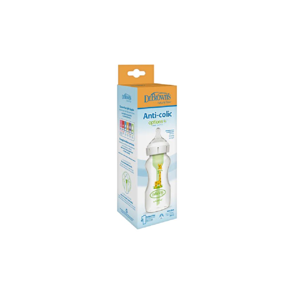 Dr. Brown’s™ 9oz/270 ML Wide Neck Anti-Colic Options+ Baby Bottle (Giraffe) 1-Pack