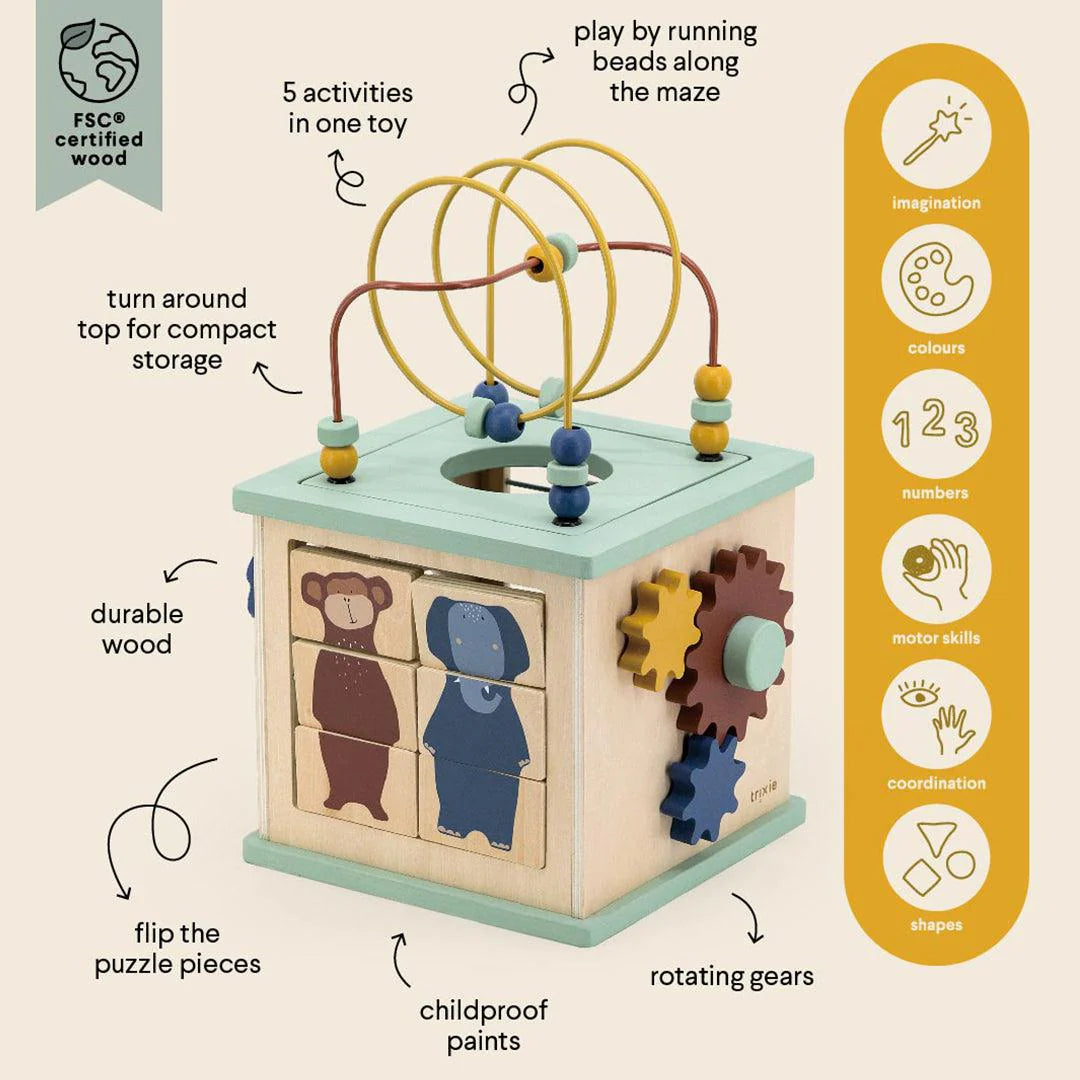 Trixie Wooden 5-In-1 Activity Cube