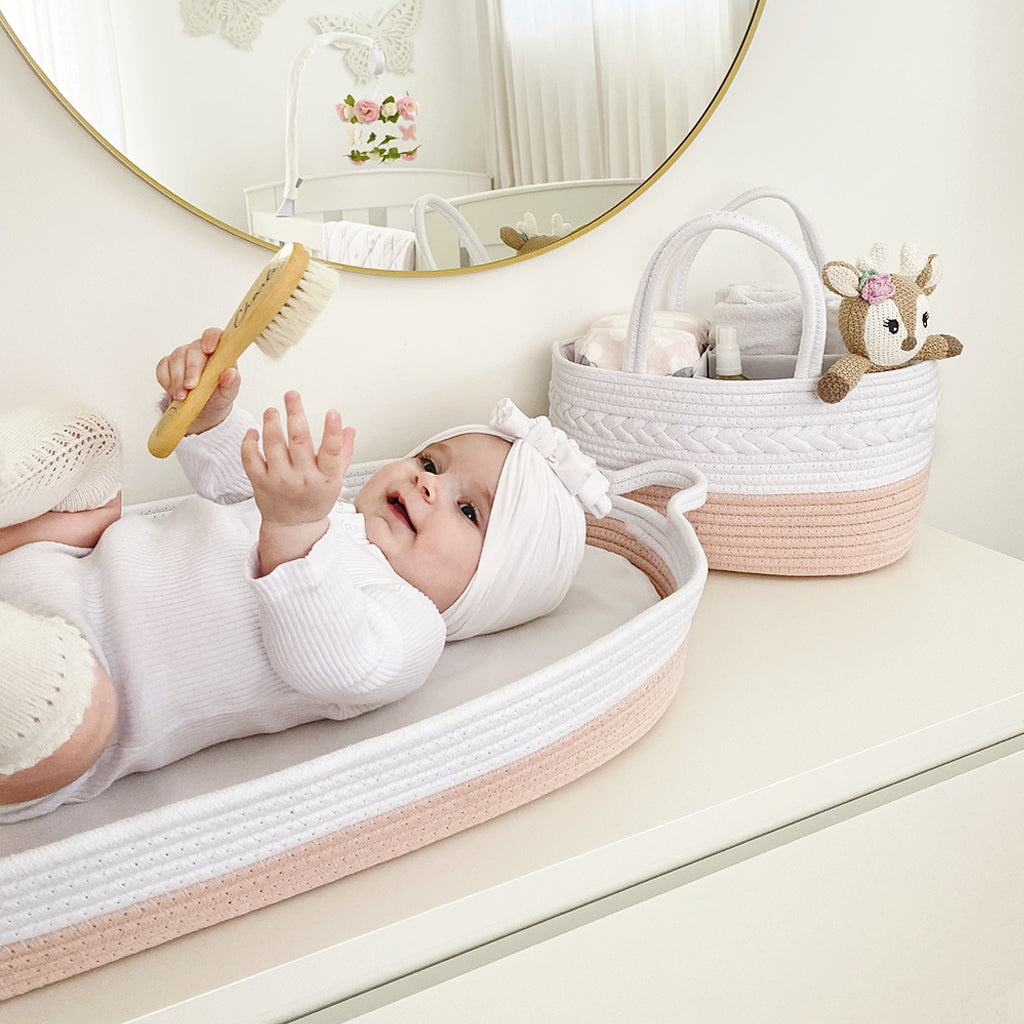 Living Textiles 100% Cotton Rope Nappy Caddy