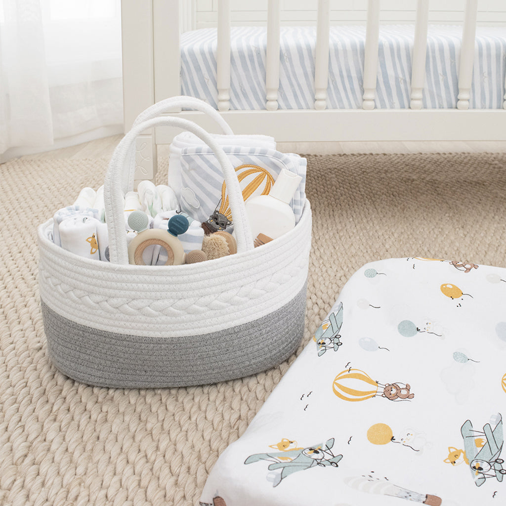 Living Textiles 100% Cotton Rope Nappy Caddy
