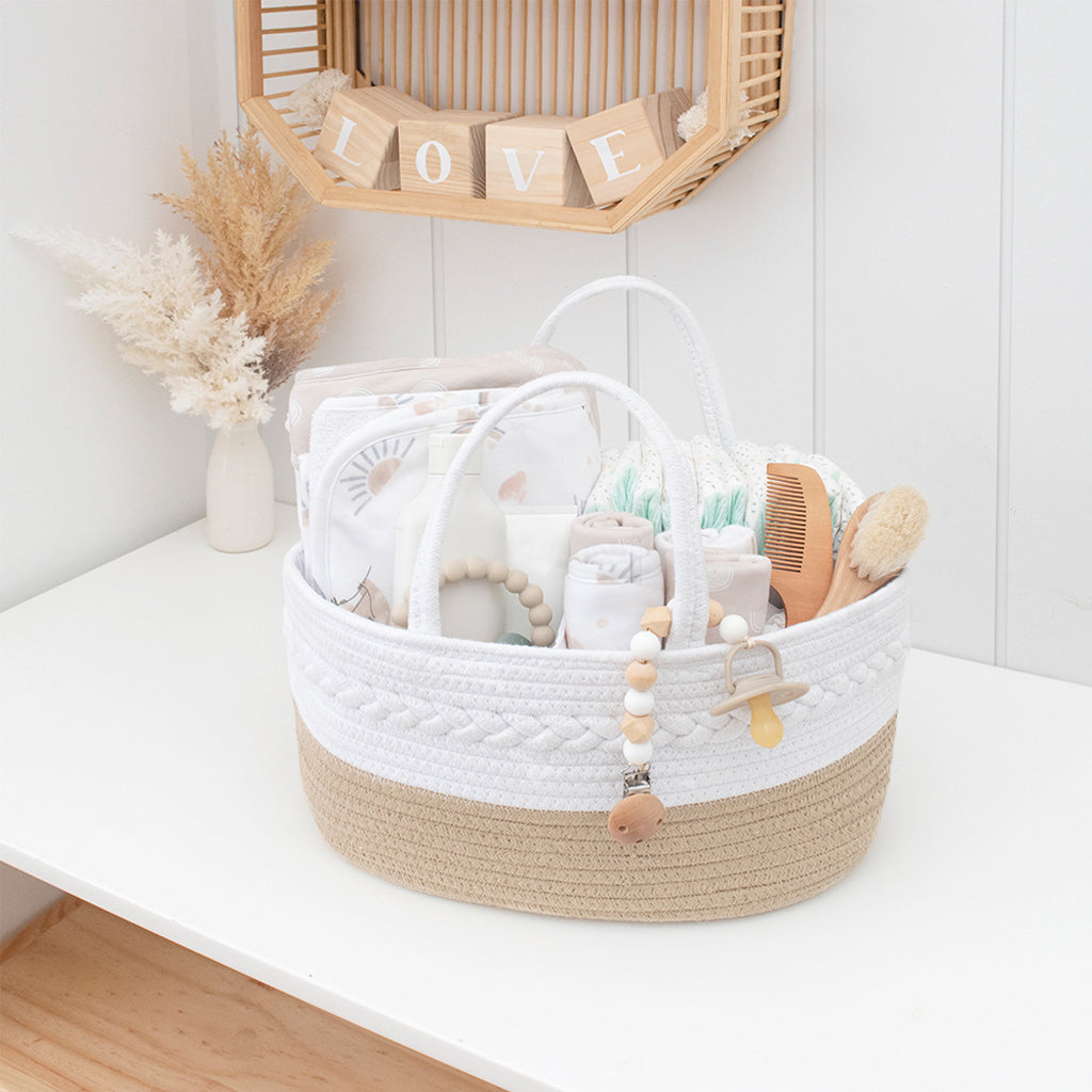 Living Textiles 100% Cotton Rope Nappy Caddy